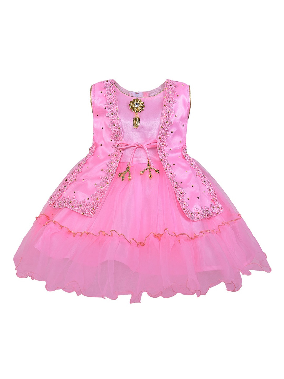 

Wish Karo Girls Pink Solid Fit and Flare Dress