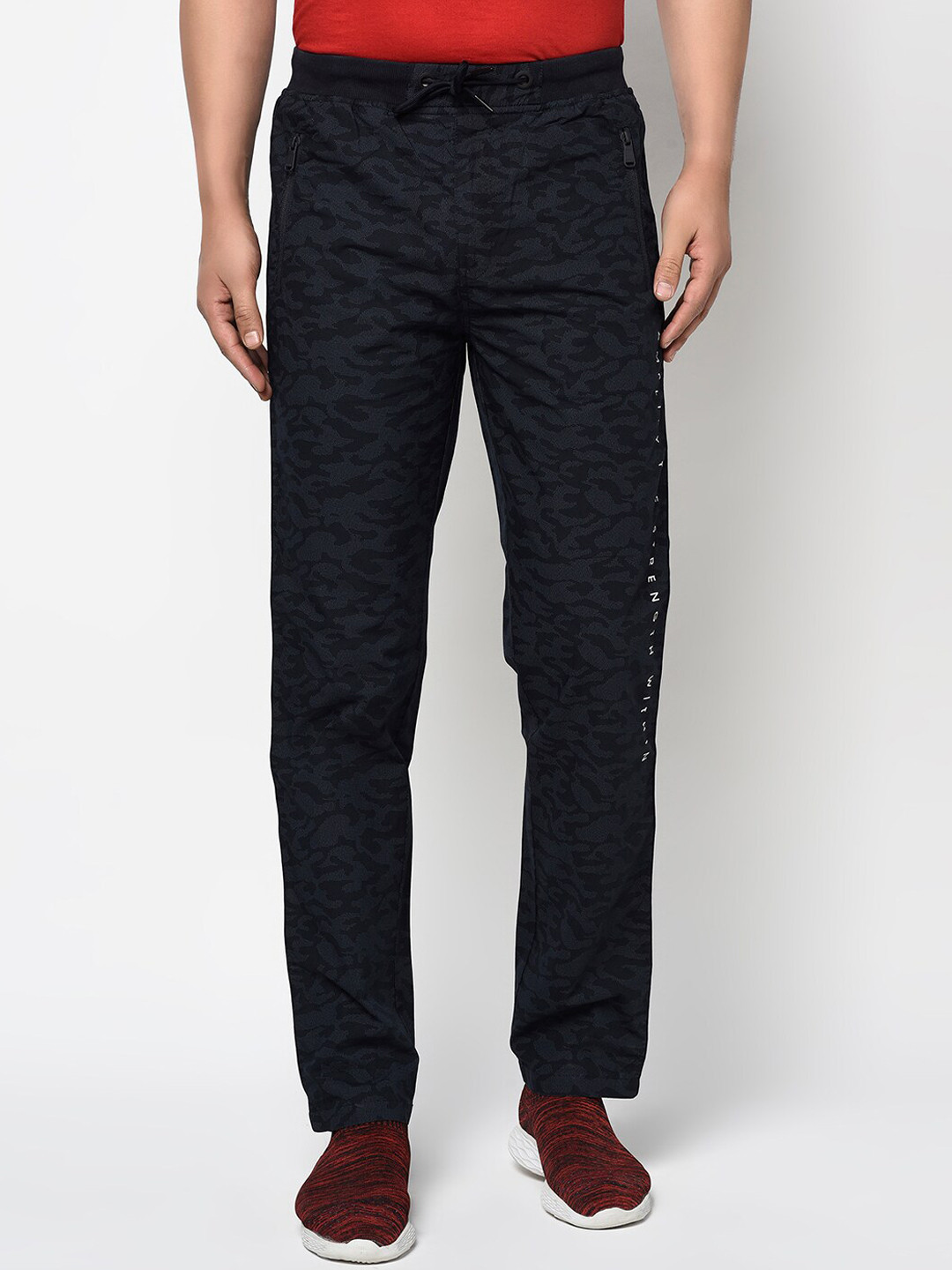 

Octave Men Navy Blue Camouflage Printed Track Pants