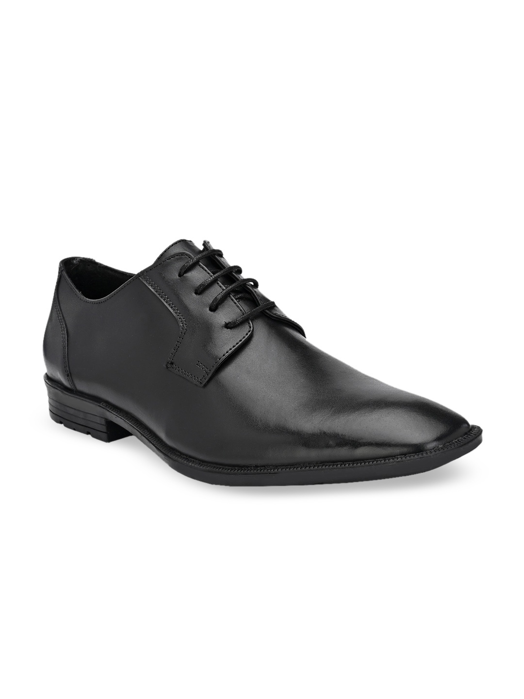 

CARLO ROMANO Men Black Solid Leather Formal Derbys