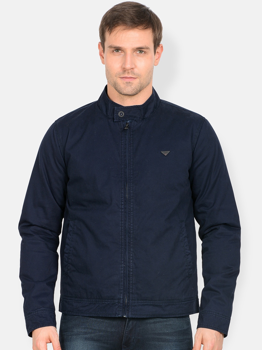 

t-base Men Navy Blue Solid Lightweight Bomber