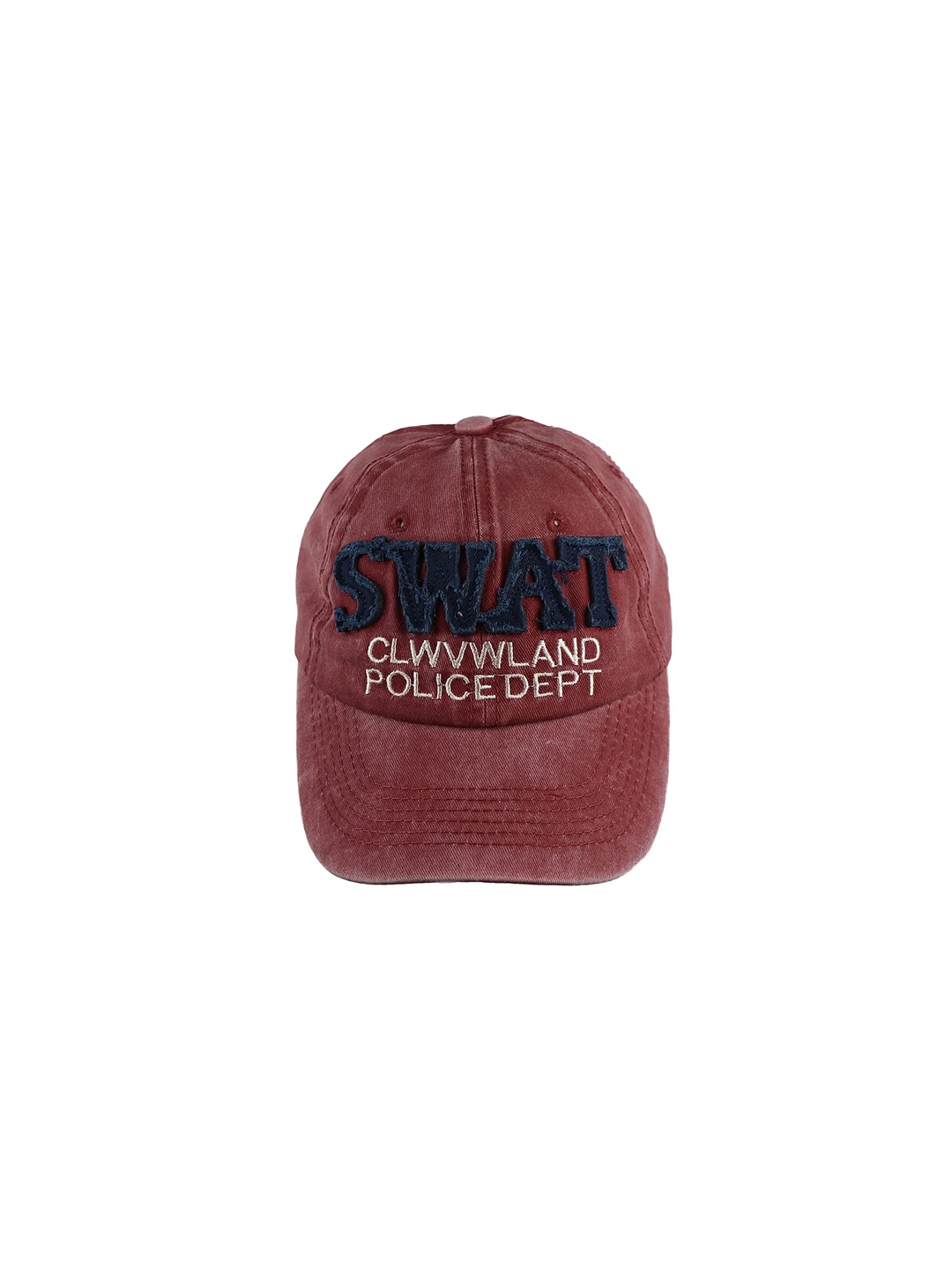 

iSWEVEN Unisex Red & Navy Blue Embroidered Adjustable Snapback Cap
