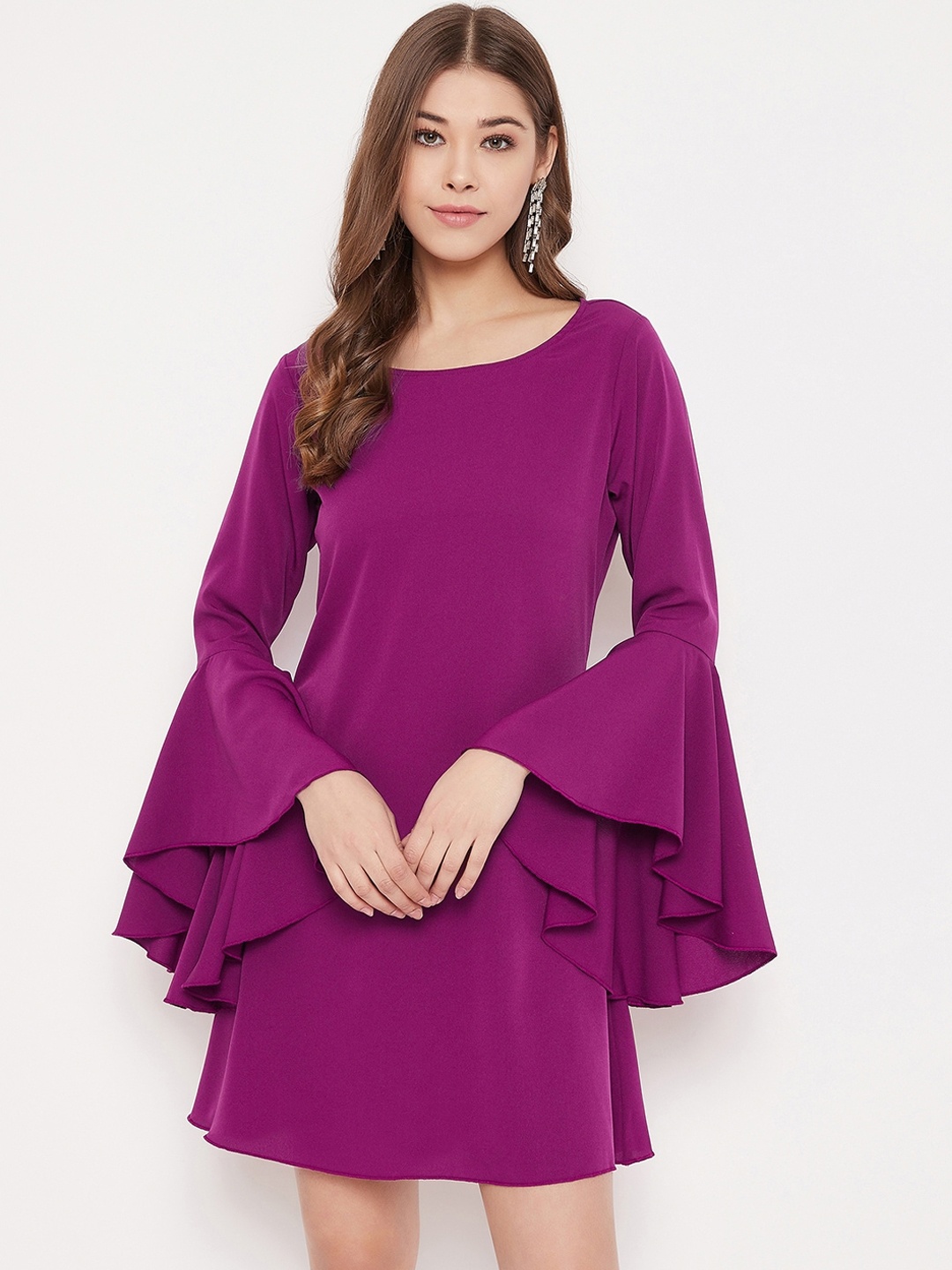 

Berrylush Women Purple Solid A-Line Dress
