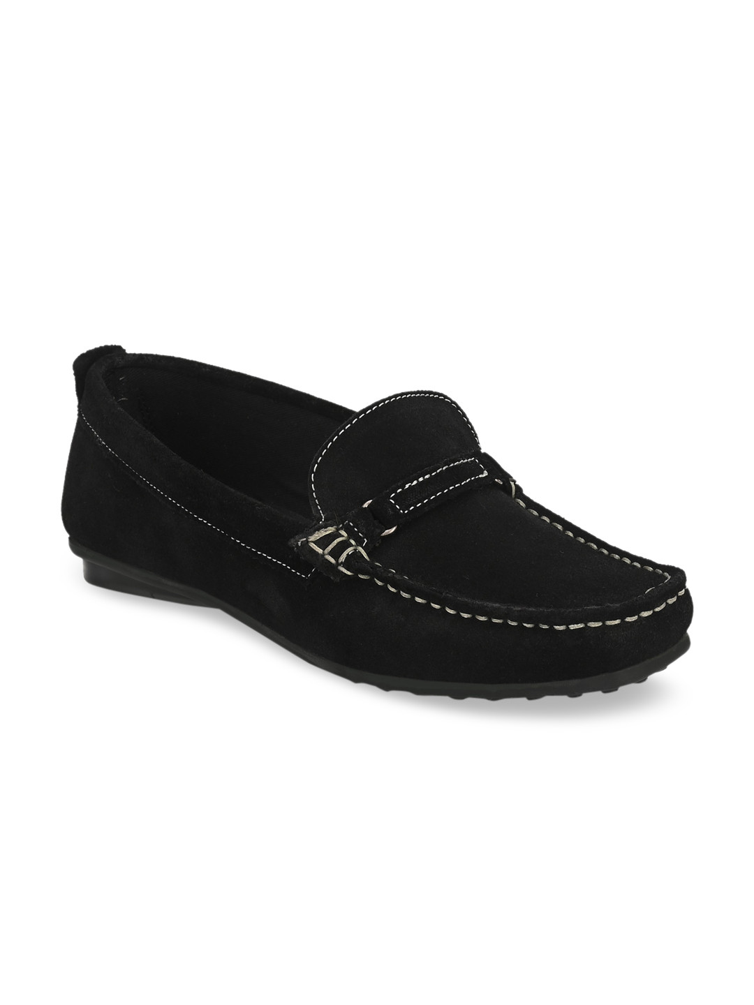 

CARLO ROMANO Women Black Leather Loafers