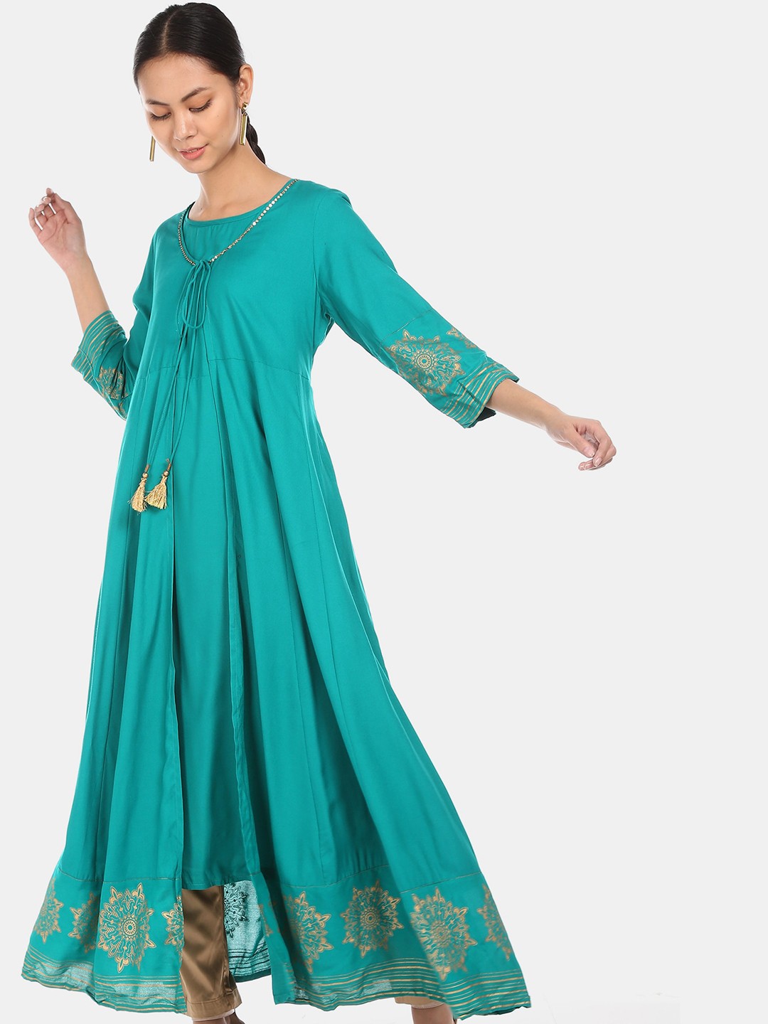 

Anahi Women Teal Solid A-Line Kurta