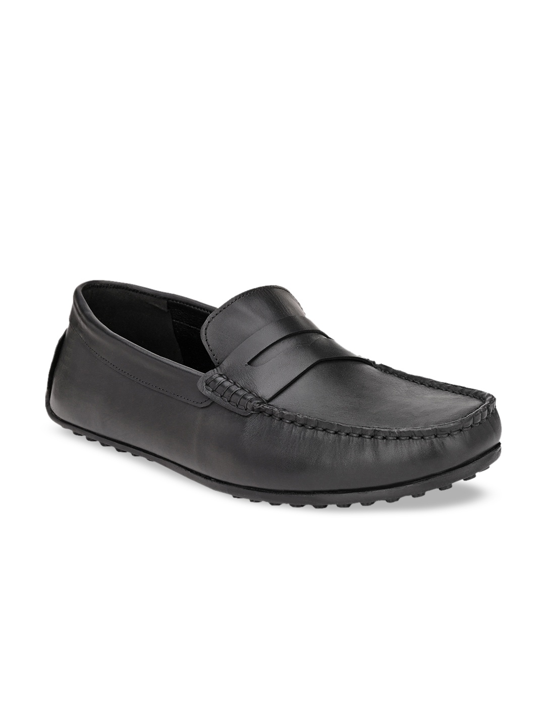 

CARLO ROMANO Men Black Leather Driving Shoes