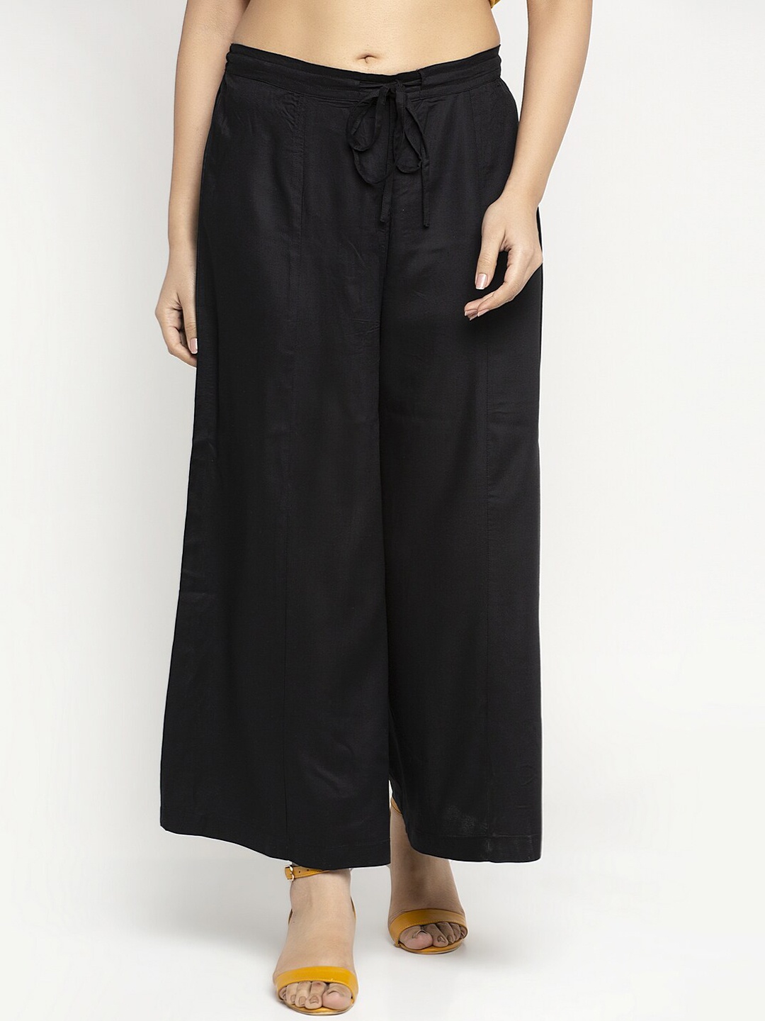 

Ayaany Women Black Solid Wide Leg Palazzos