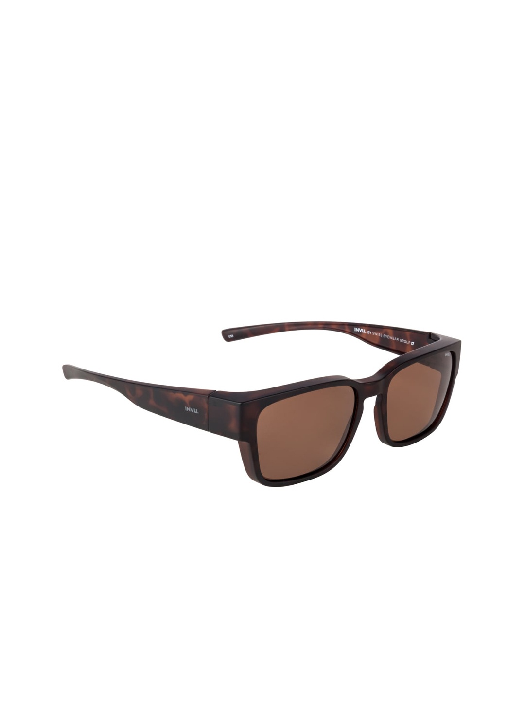 INVU Unisex UV Protected Lens Rectangle Sunglasses E2805B, Brown