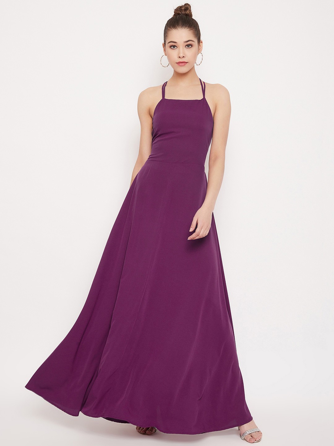 

Berrylush Women Purple Solid Maxi Dress