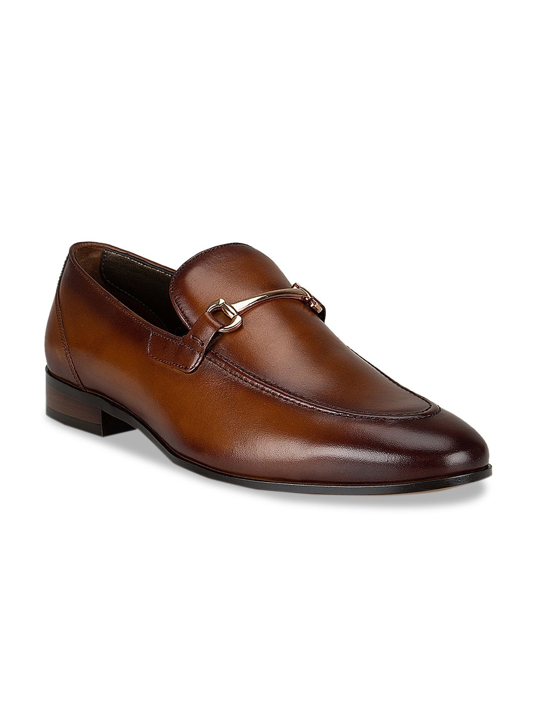 

ROSSO BRUNELLO Men Tan Brown Solid Formal Loafers