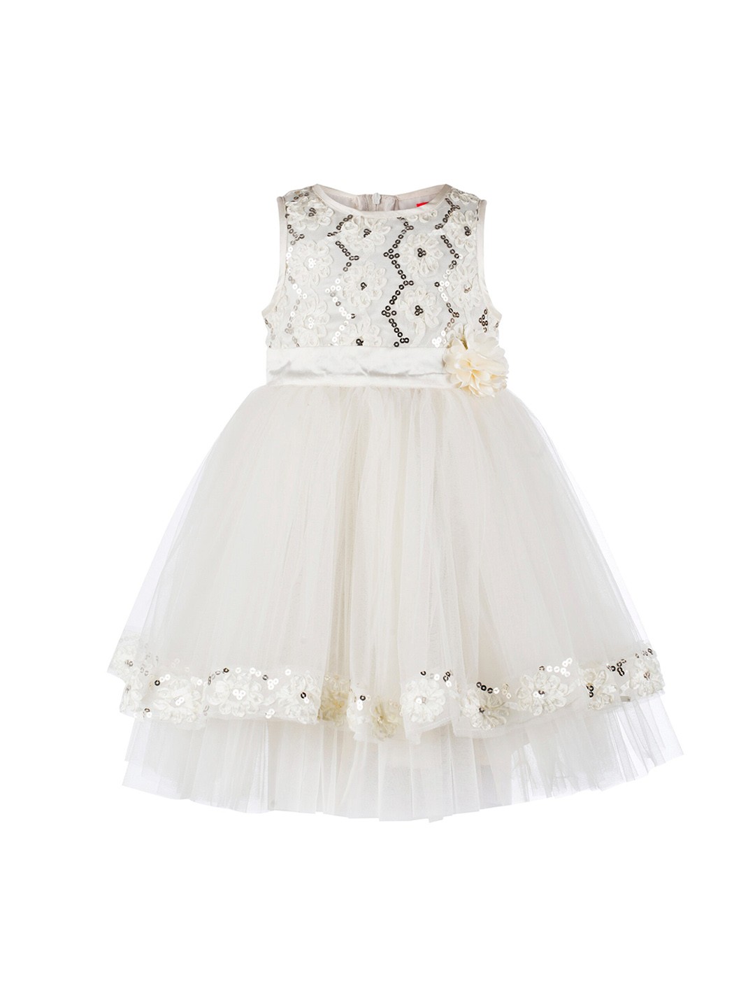 

Toy Balloon kids Girls White Embellished Fit and Flare Dress