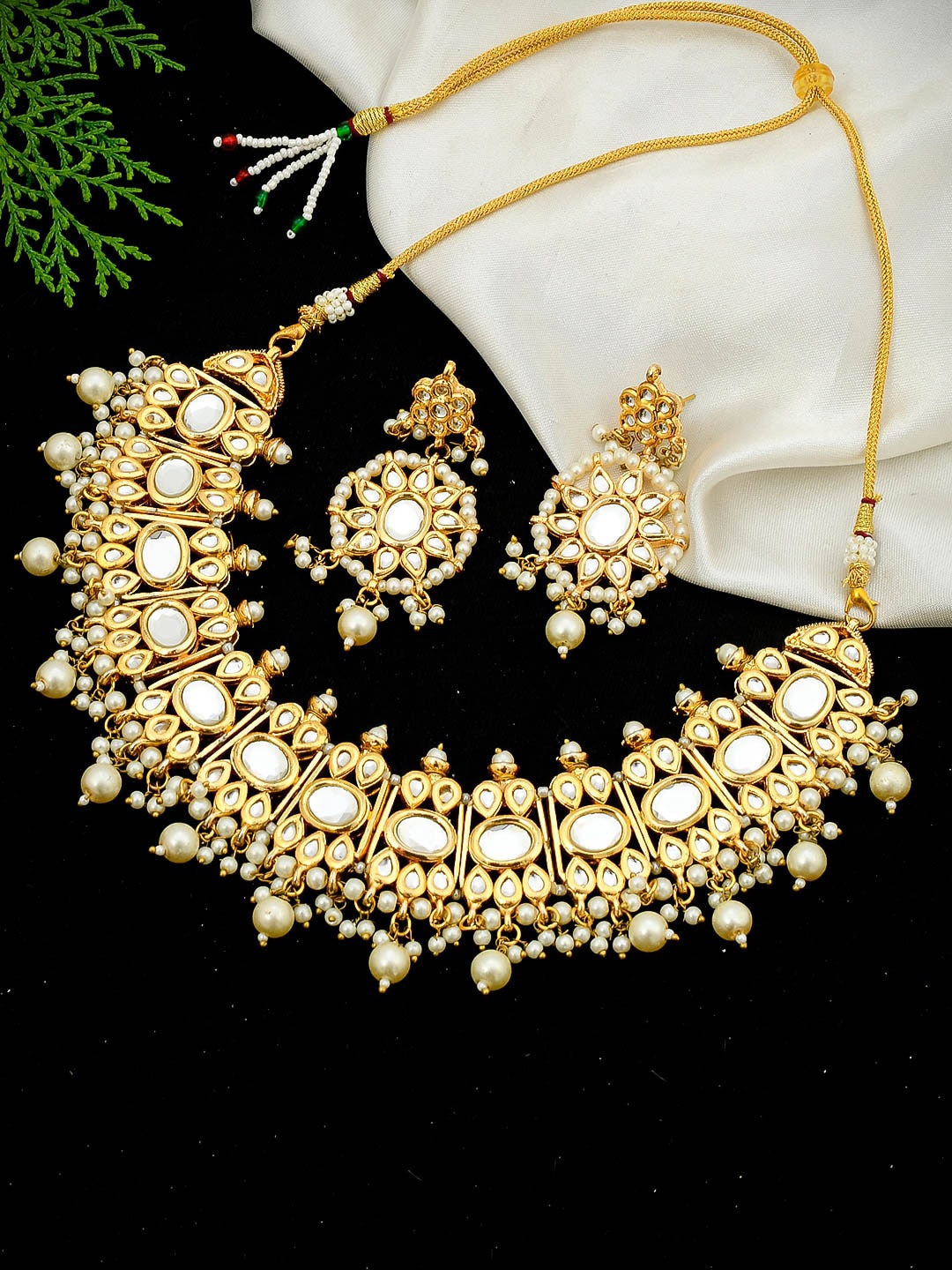 

Ethnic Gold Plated Kundan & Pearl Studded Necklace Set From Silvermerc Designs