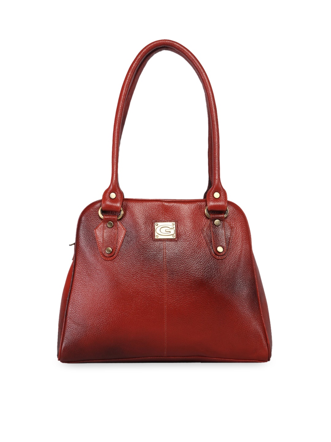 

GENWAYNE Brown Solid Leather Shoulder Bag