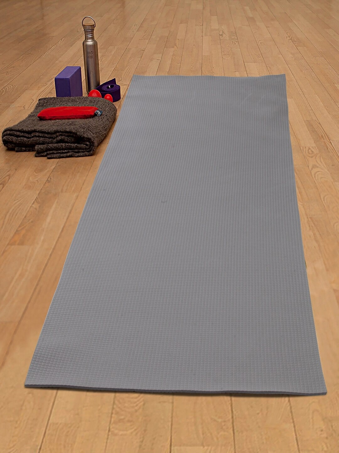 

Kuber Industries Unisex Grey Textured 4 MM Extra Thick Yoga Mat
