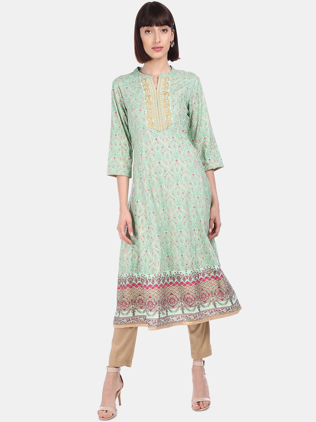 

Anahi Women Green Printed Anarkali Kurta