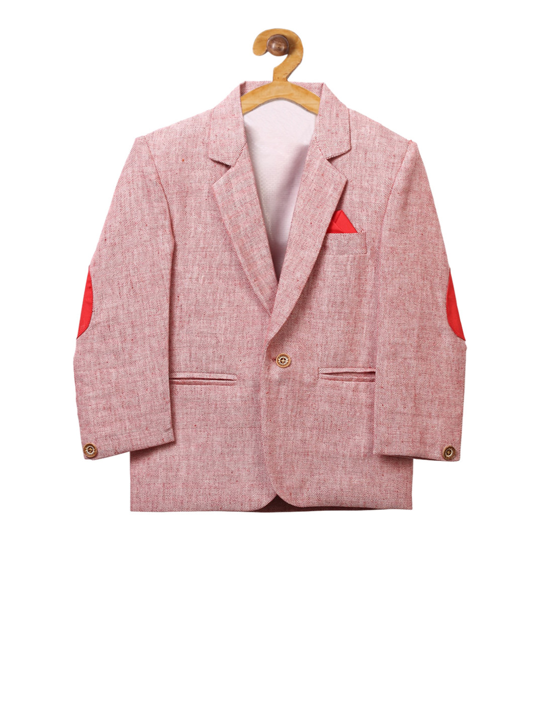 

RIKIDOOS Boys Pink Solid Single Breasted Blazer