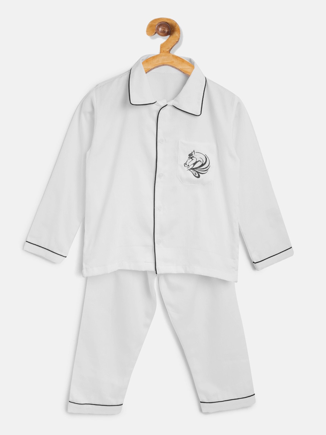

Kids Clan Unisex Kids White Solid Night Suit