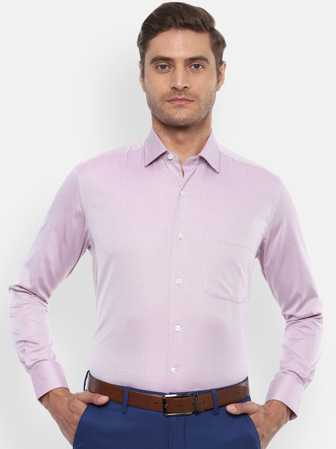 

Luxure by Louis Philippe Men Purple Regular Fit Self Design Formal Shirt