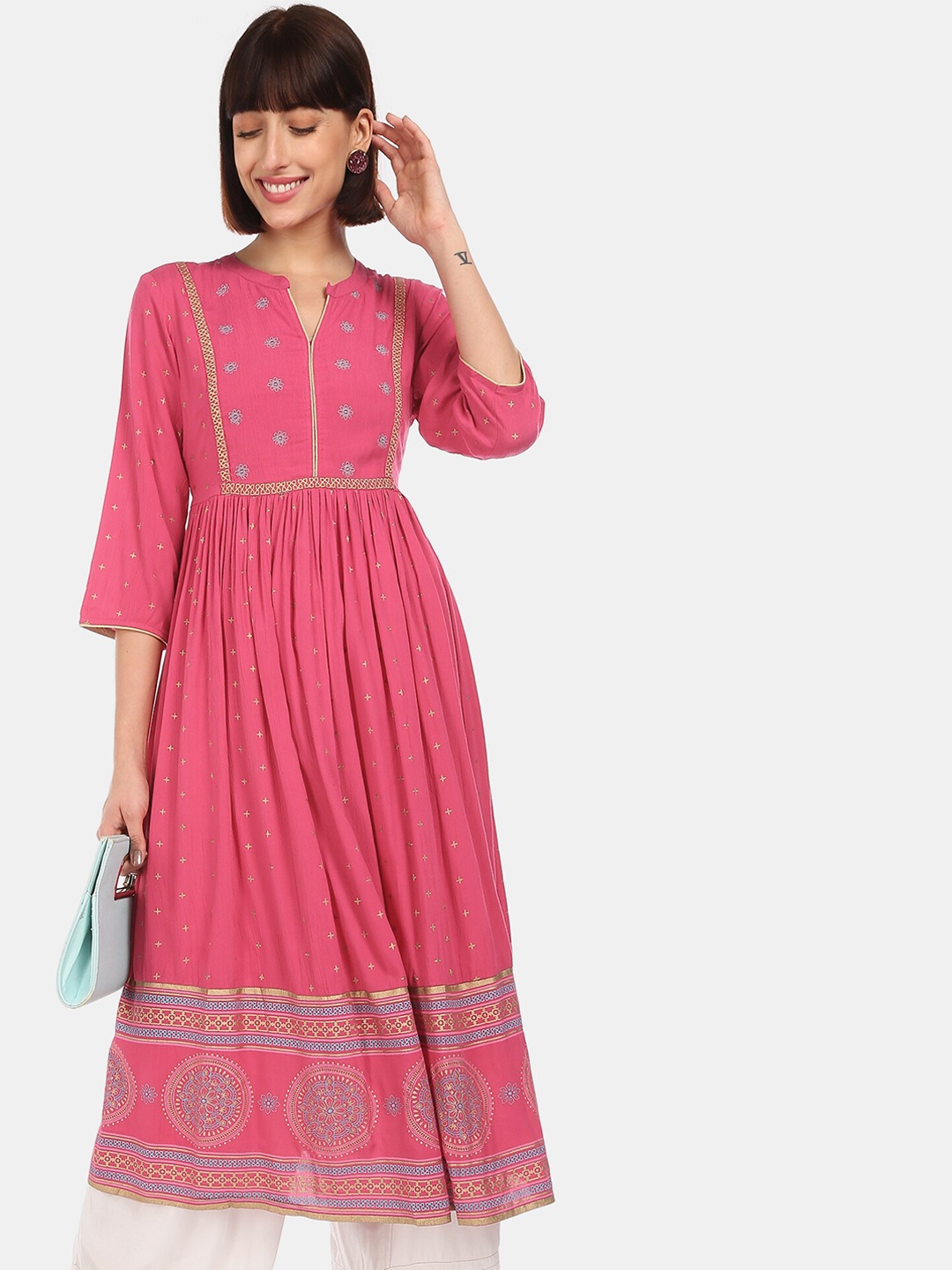 

Anahi Women Pink Printed Anarkali Kurta