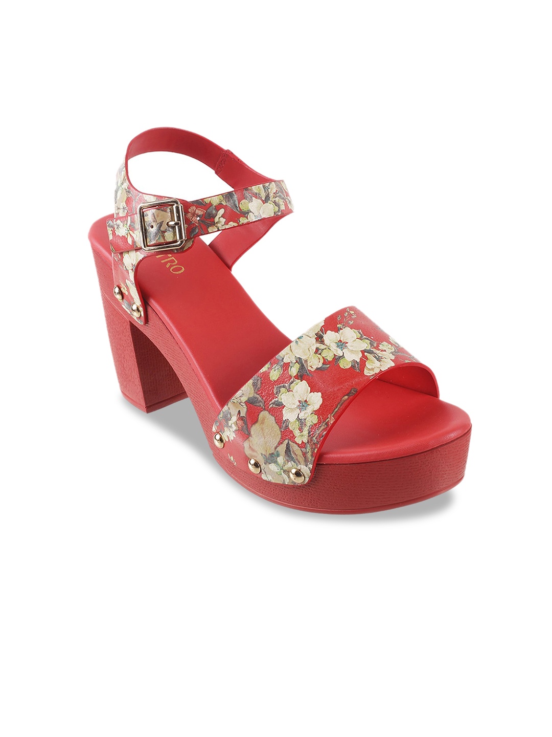 

Metro Women Red & Off-White Printed Block Heels