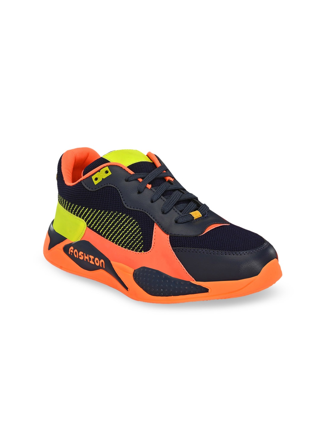 

Walkstyle By El Paso Men Orange & Black Colourblocked Mesh Mid-Top Sneakers