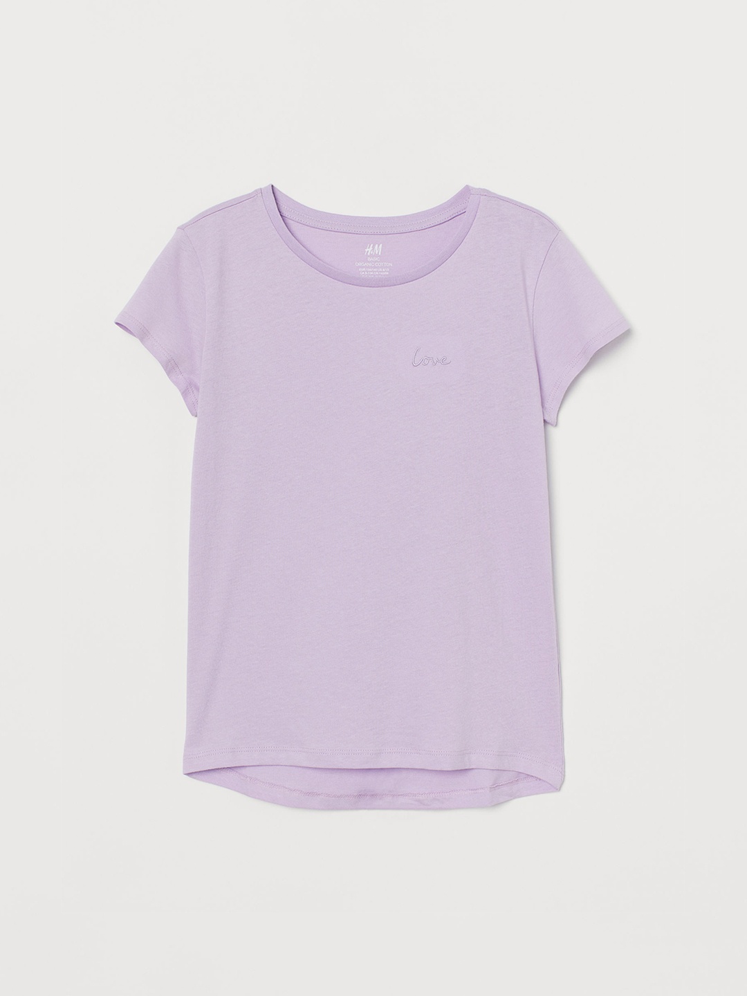 

HM Girls Lavender Solid Cotton Pure Cotton T-shirt