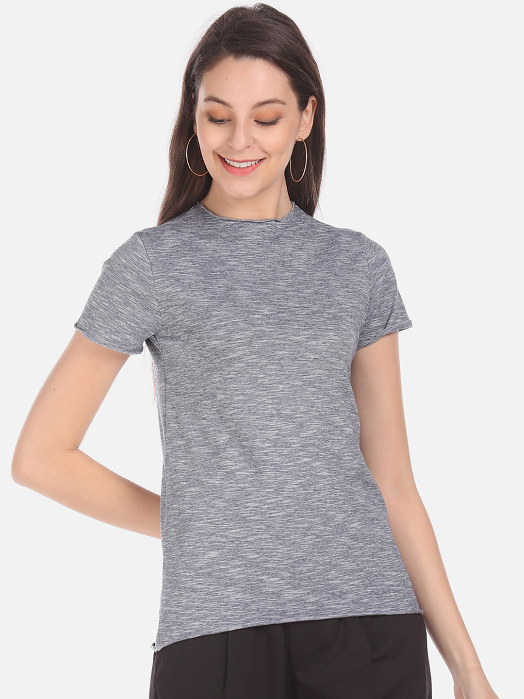 

Cherokee Women Grey Solid Top