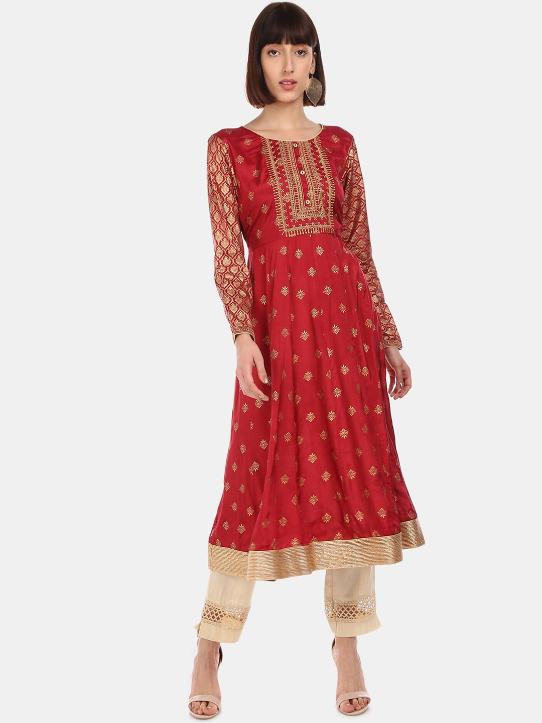 

Anahi Women Maroon Printed A-Line Kurta