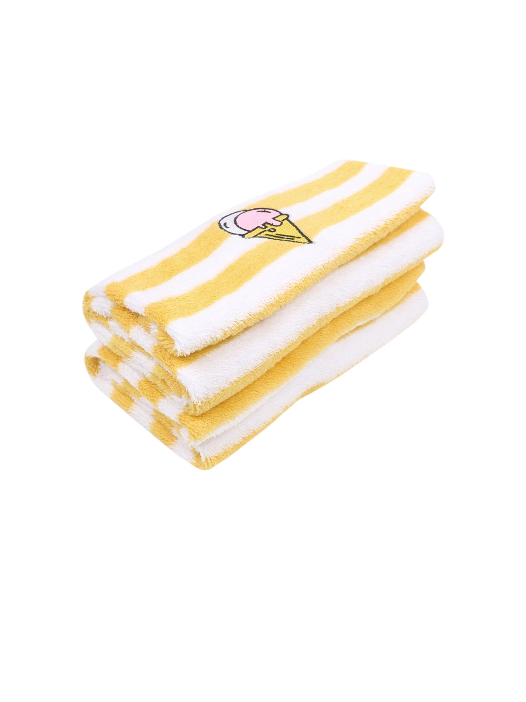 

My Milestones Kids Set Of 2 Yellow & White Striped Hand Towels
