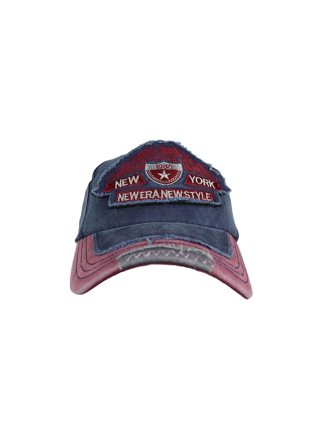 

iSWEVEN Unisex Blue & Maroon Embroidered Snapback Cap