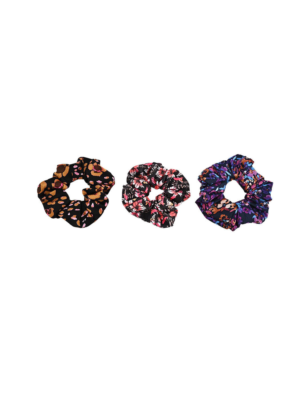 

BuckleUp Women Set of 3 Printed Scrunchies, Black
