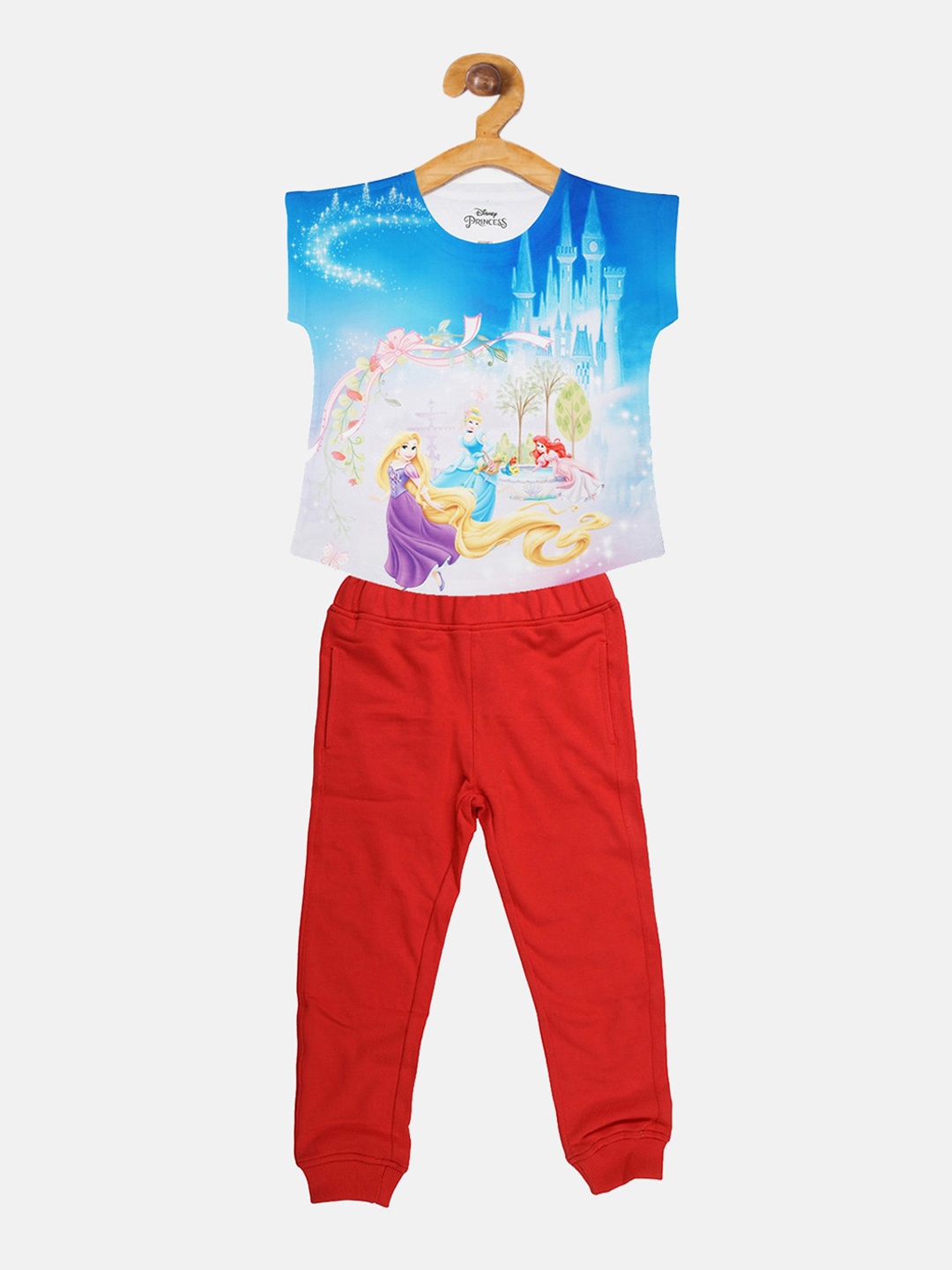 

YK Disney Girls White & Red Printed T-shirt with Pyjamas