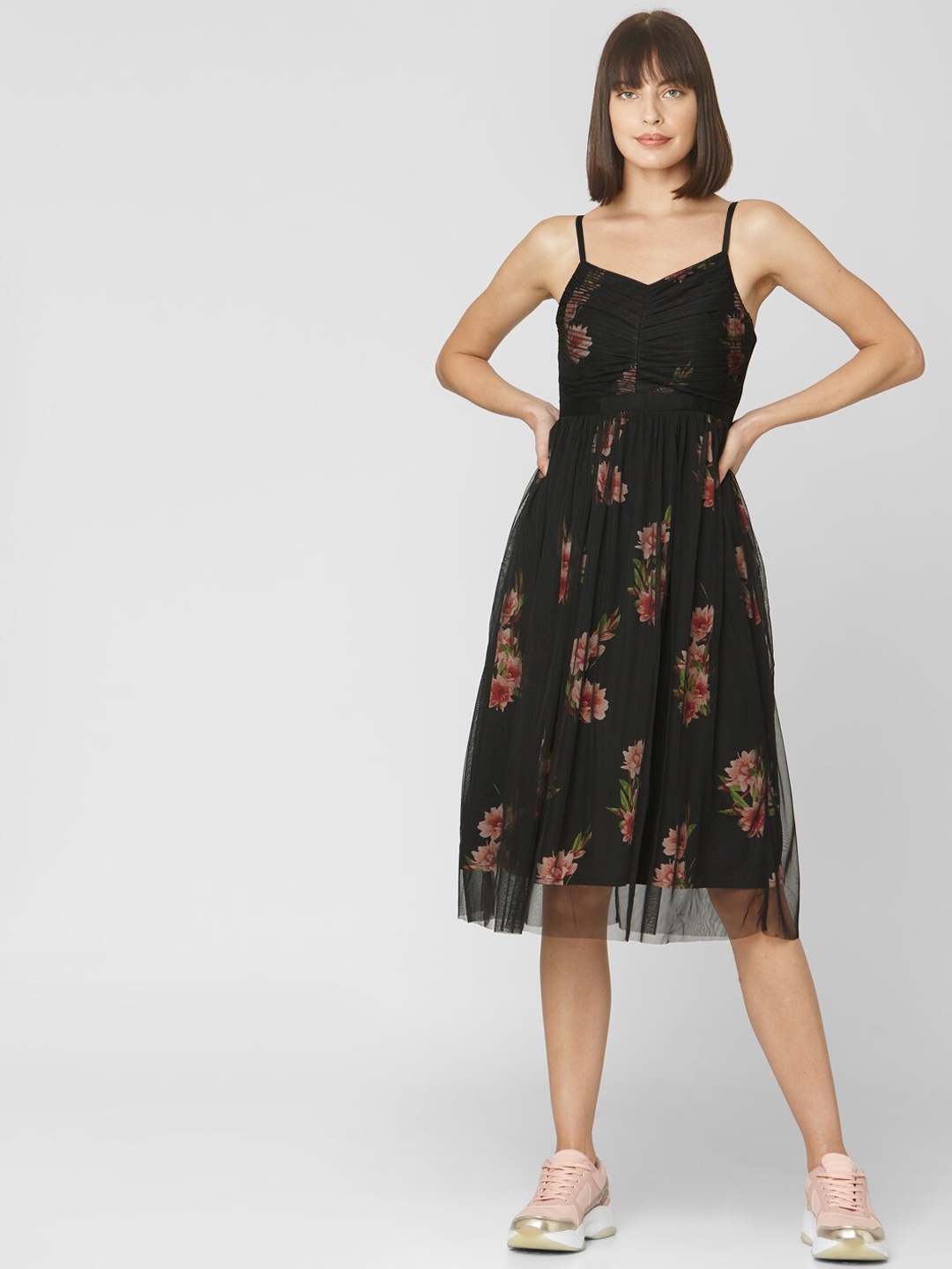 

Vero Moda Women Black Printed Fit and Flare Dress