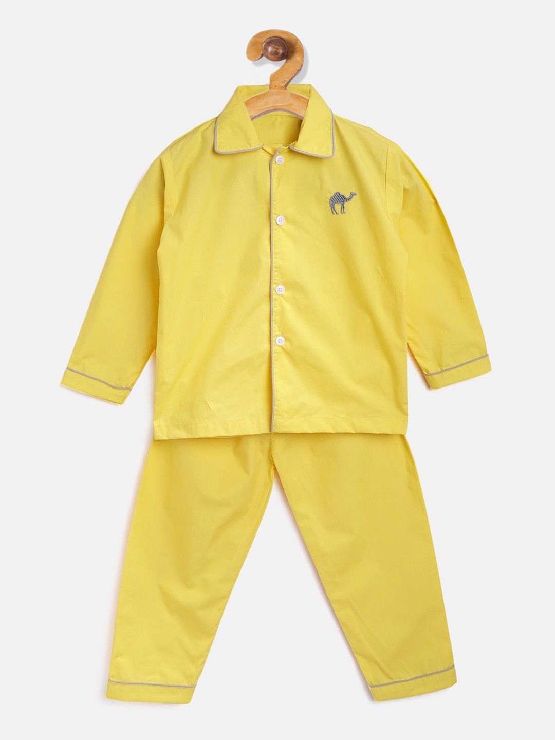 

Kids Clan Unisex Kids Yellow Solid Night Suit