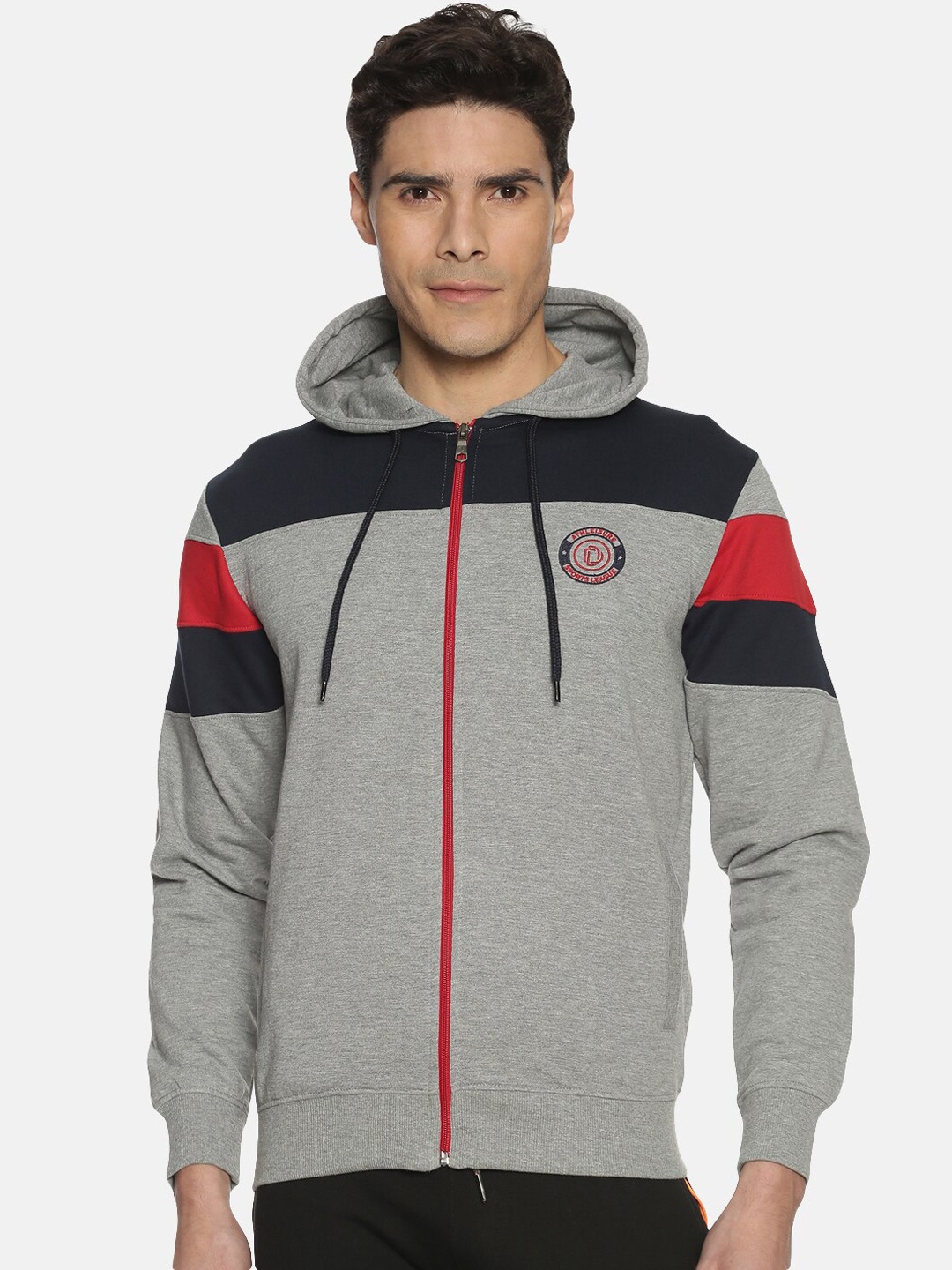 Dollar Men Grey Melange Solid Sweatshirt