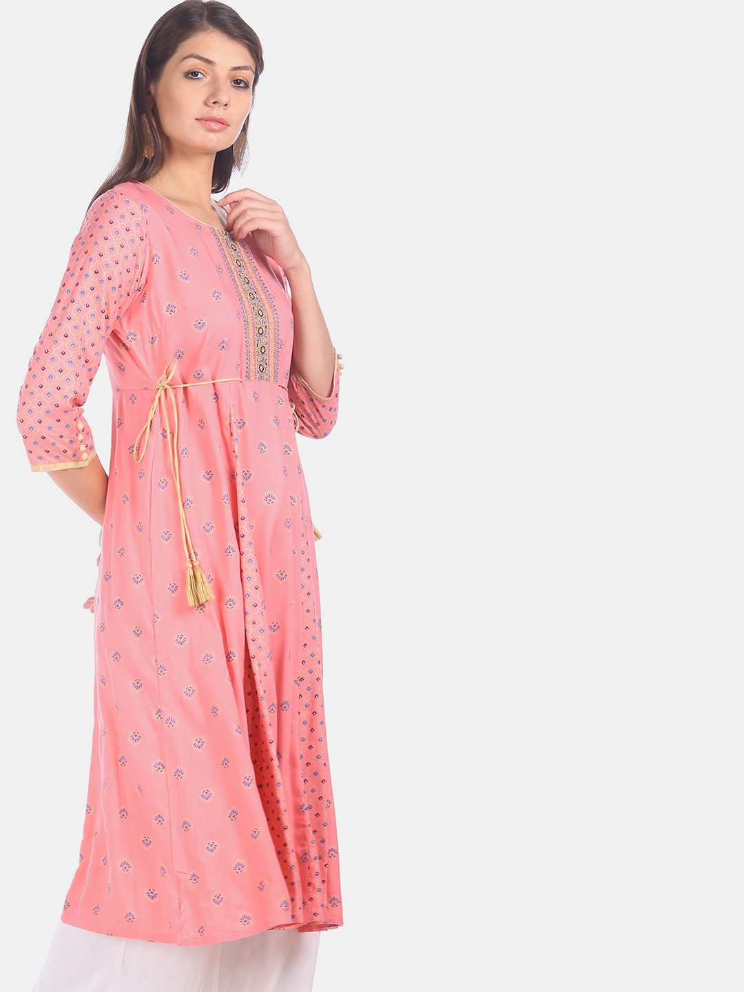 

Anahi Women Coral Printed Anarkali Kurta