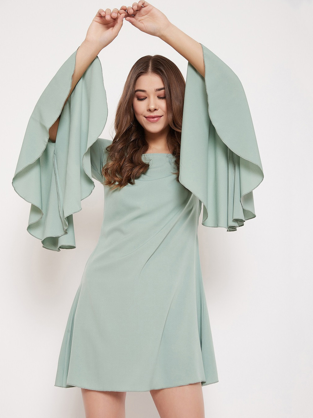 

Berrylush Women Green Solid A-Line Dress