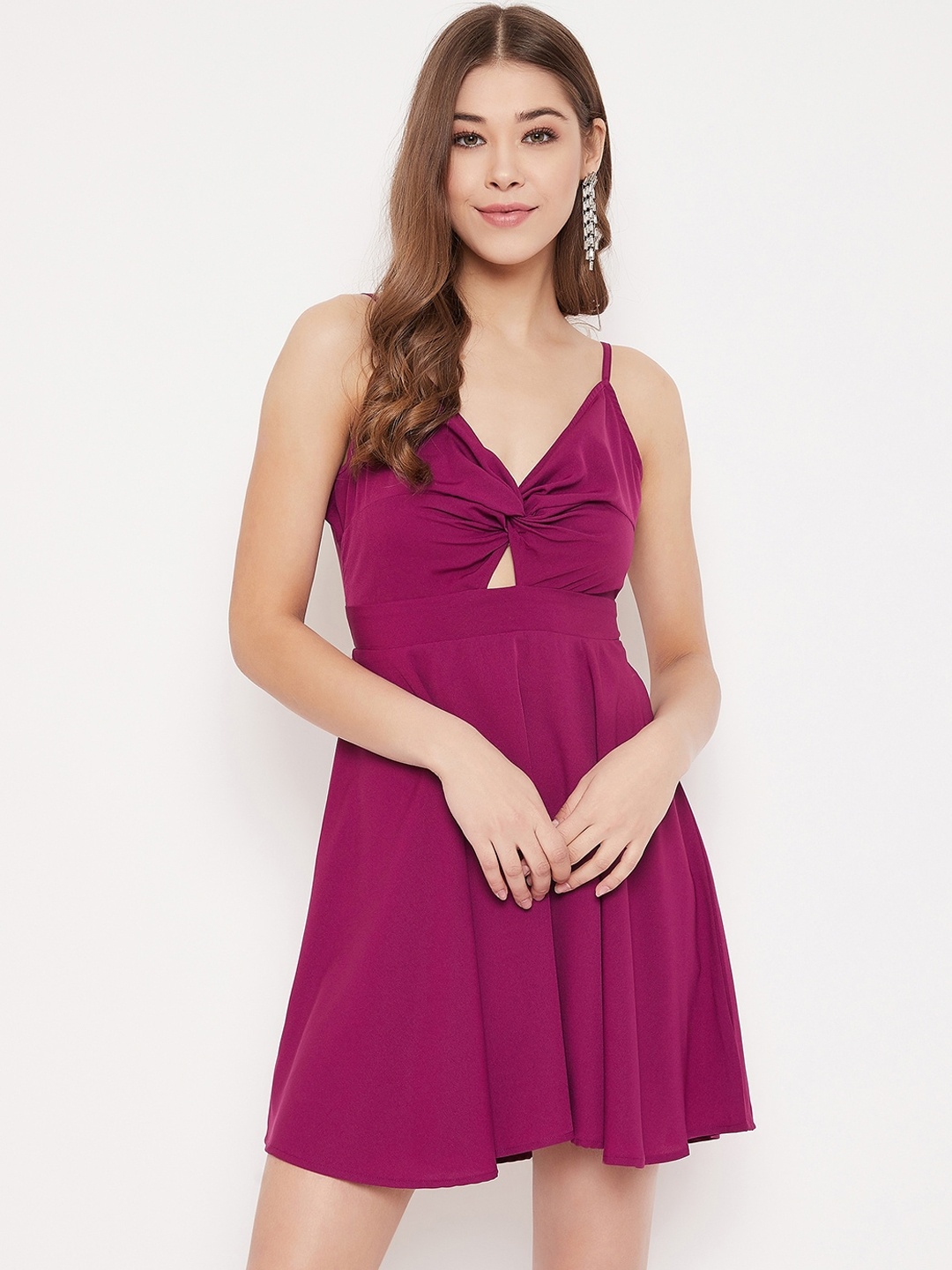

Berrylush Women Purple Solid Fit and Flare Dress
