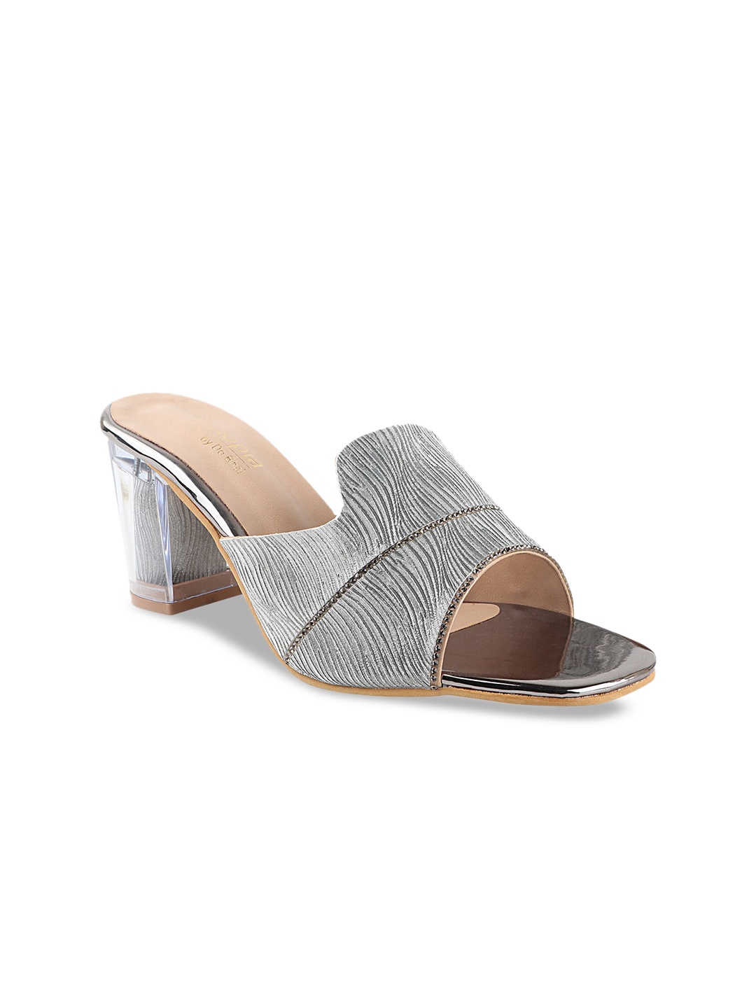 

Shoetopia Women Grey Textured Block Heels