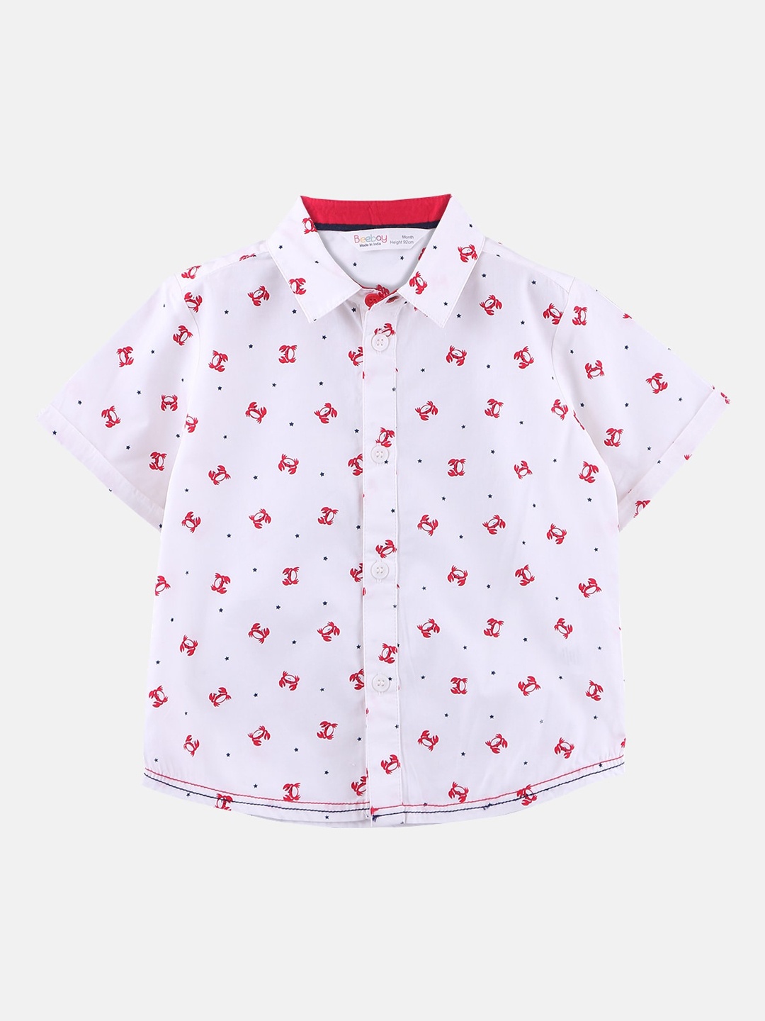 

Beebay Boys White & Red Regular Fit Printed Casual Shirt