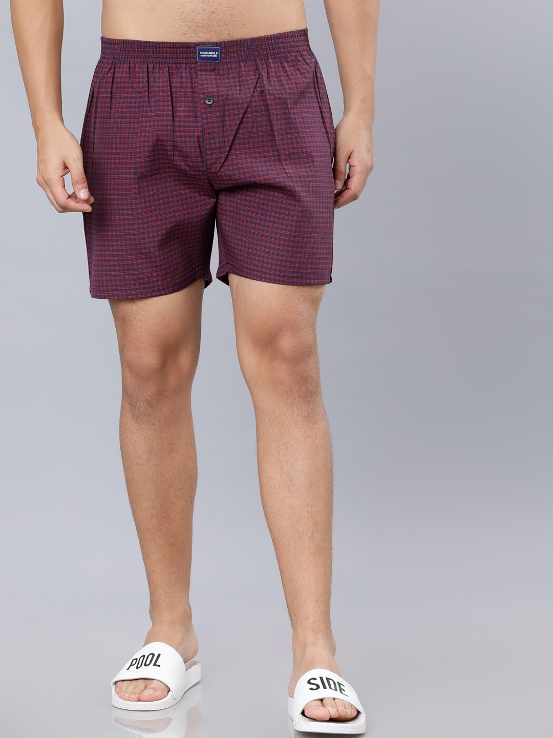 

HIGHLANDER Men Navy Blue & Red Checked Boxers HLBS000002