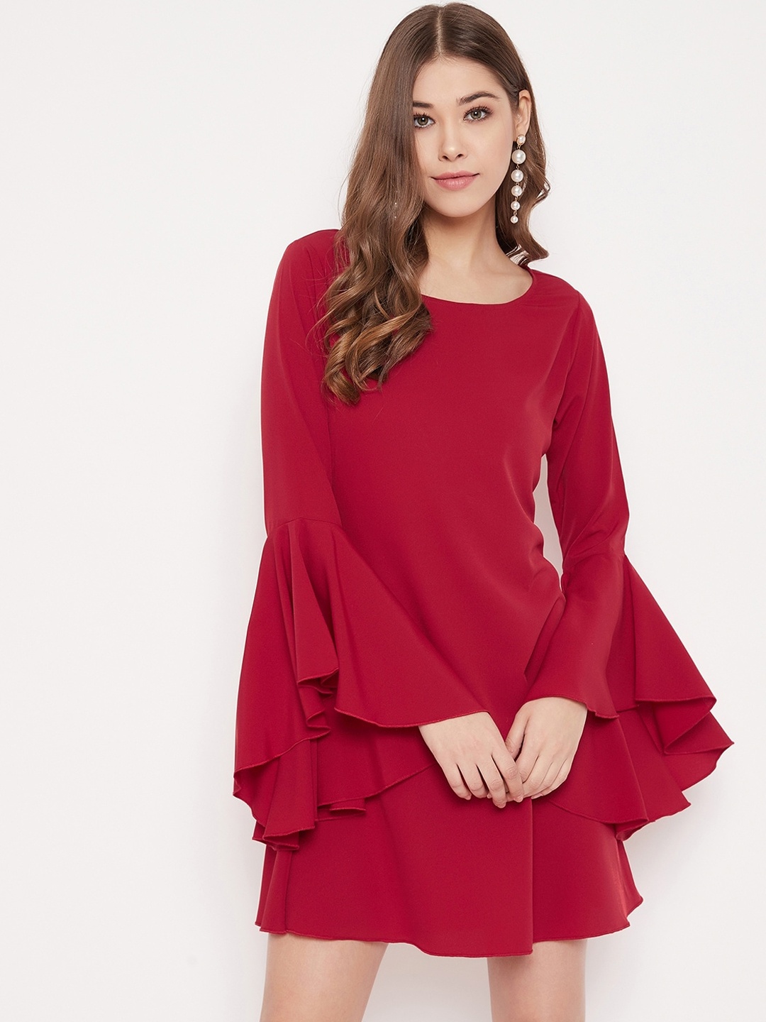 Berrylush Women Red Solid A-Line Dress