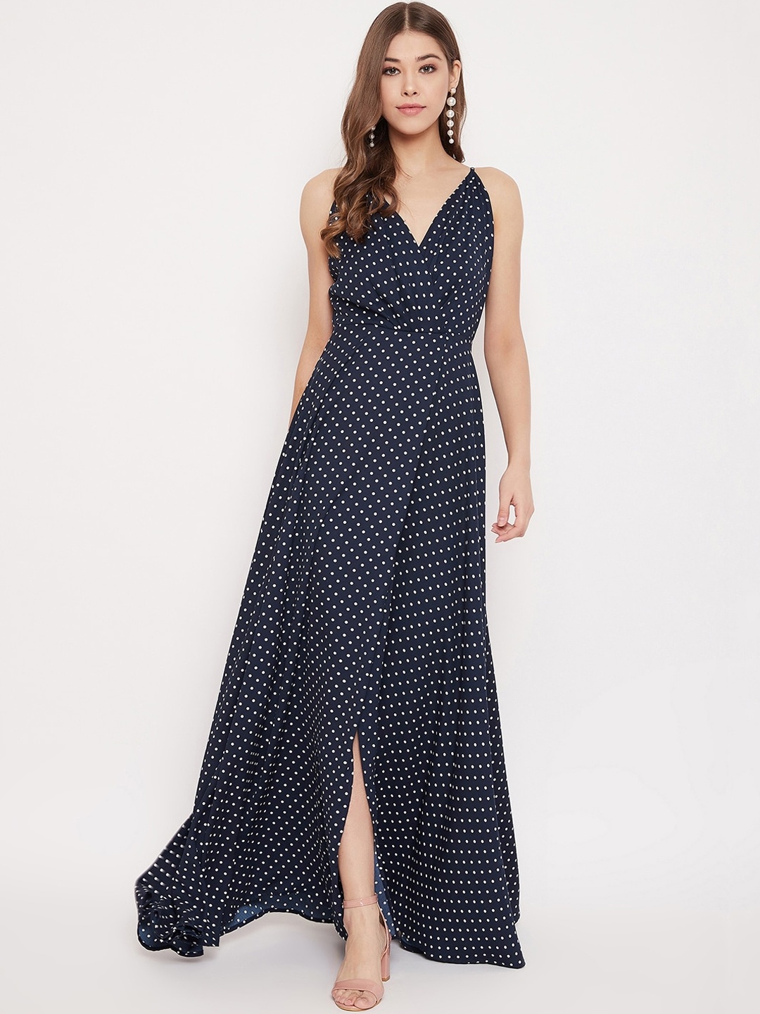 

Berrylush Women Navy Blue Printed Maxi Dress