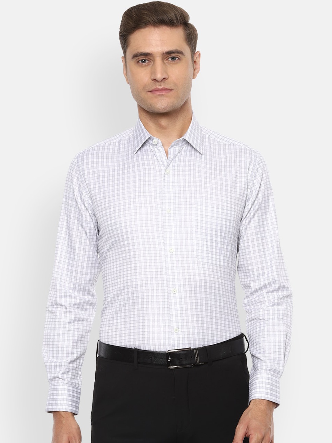 

Luxure by Louis Philippe Men White Regular Fit Checked Casual Shirt