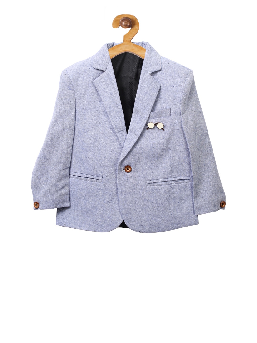 

RIKIDOOS Boys Blue Solid Single-Breasted Formal Blazer