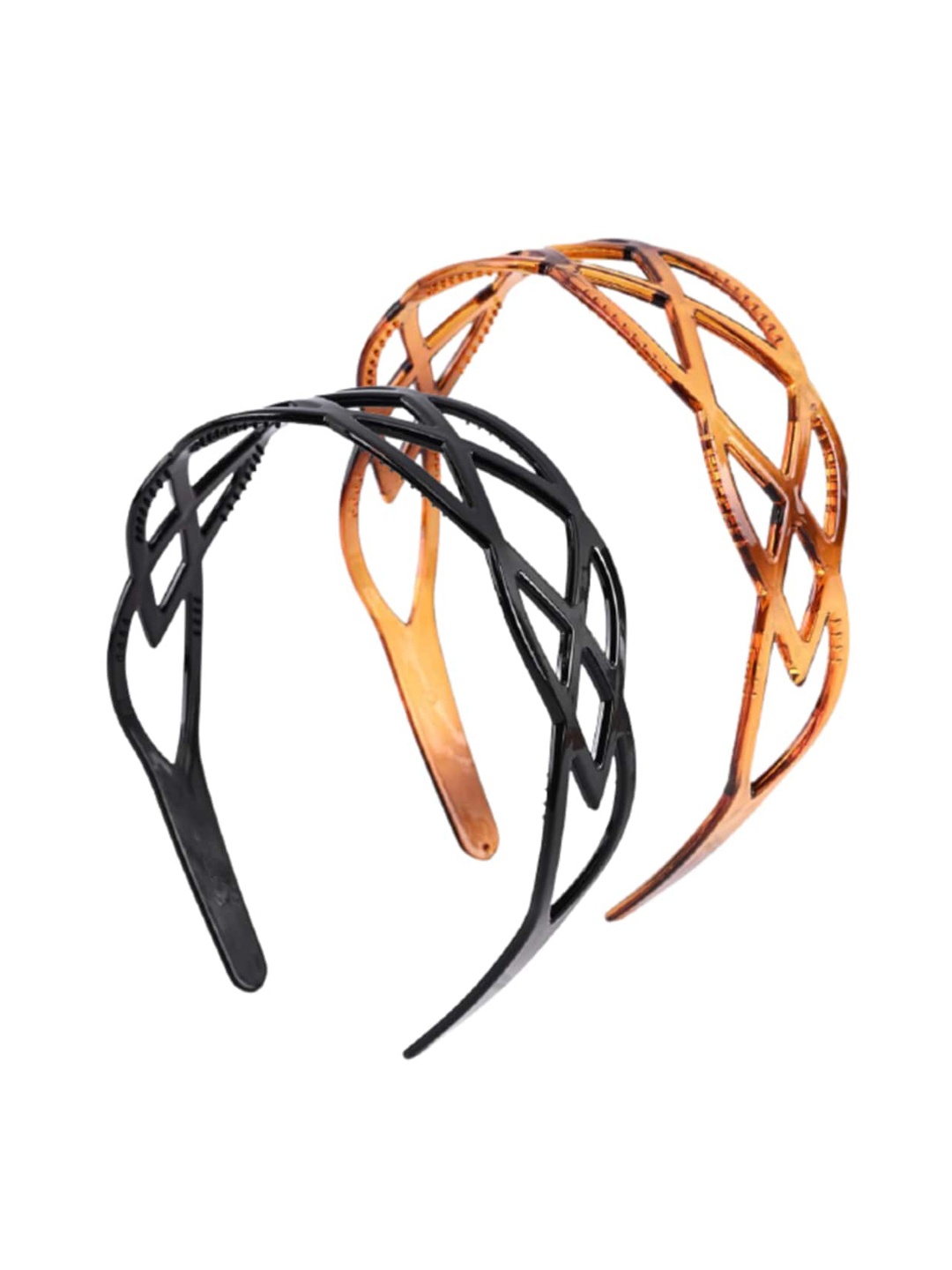 

BuckleUp Women Set Of 2 Solid Headbands, Brown