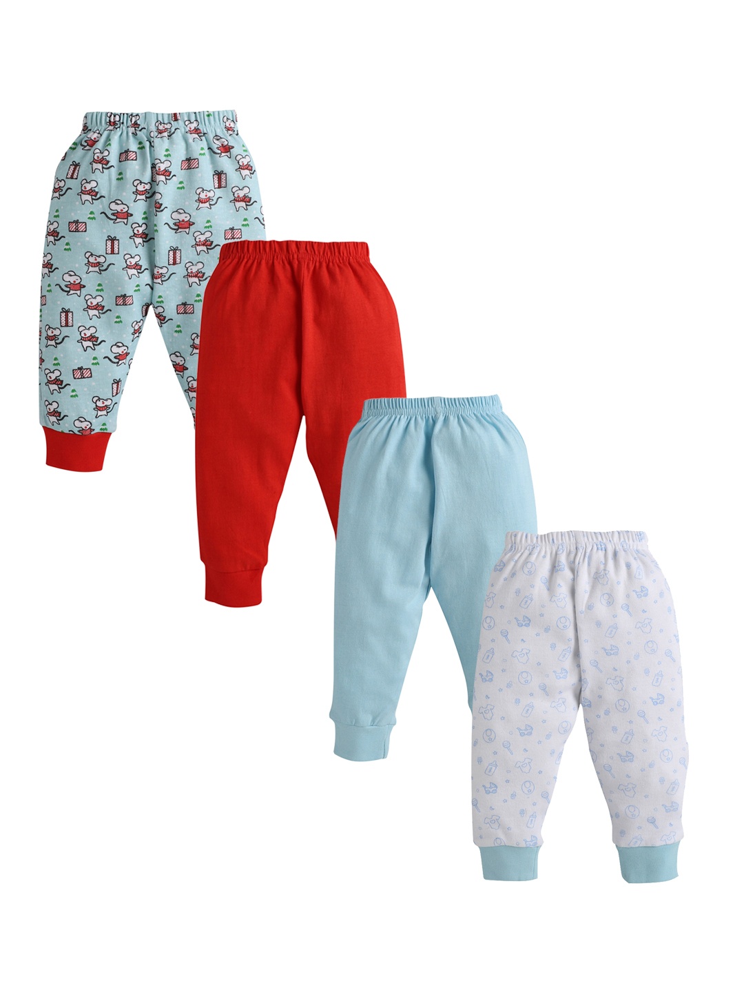 

BUMZEE Infant Kids Pack Of 4 Straight-Fit Joggers, Multi