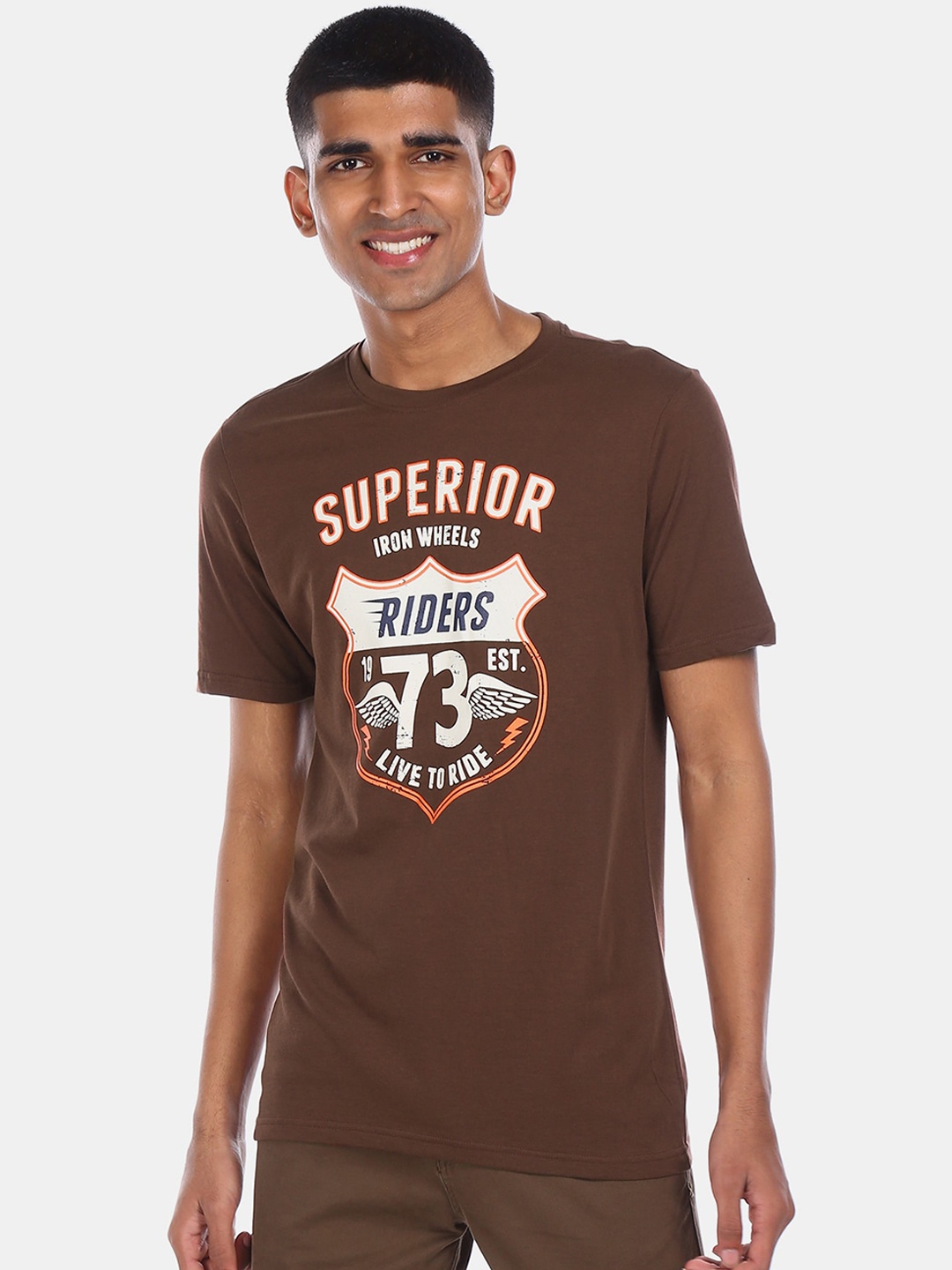 

Cherokee Men Brown Printed T-shirt