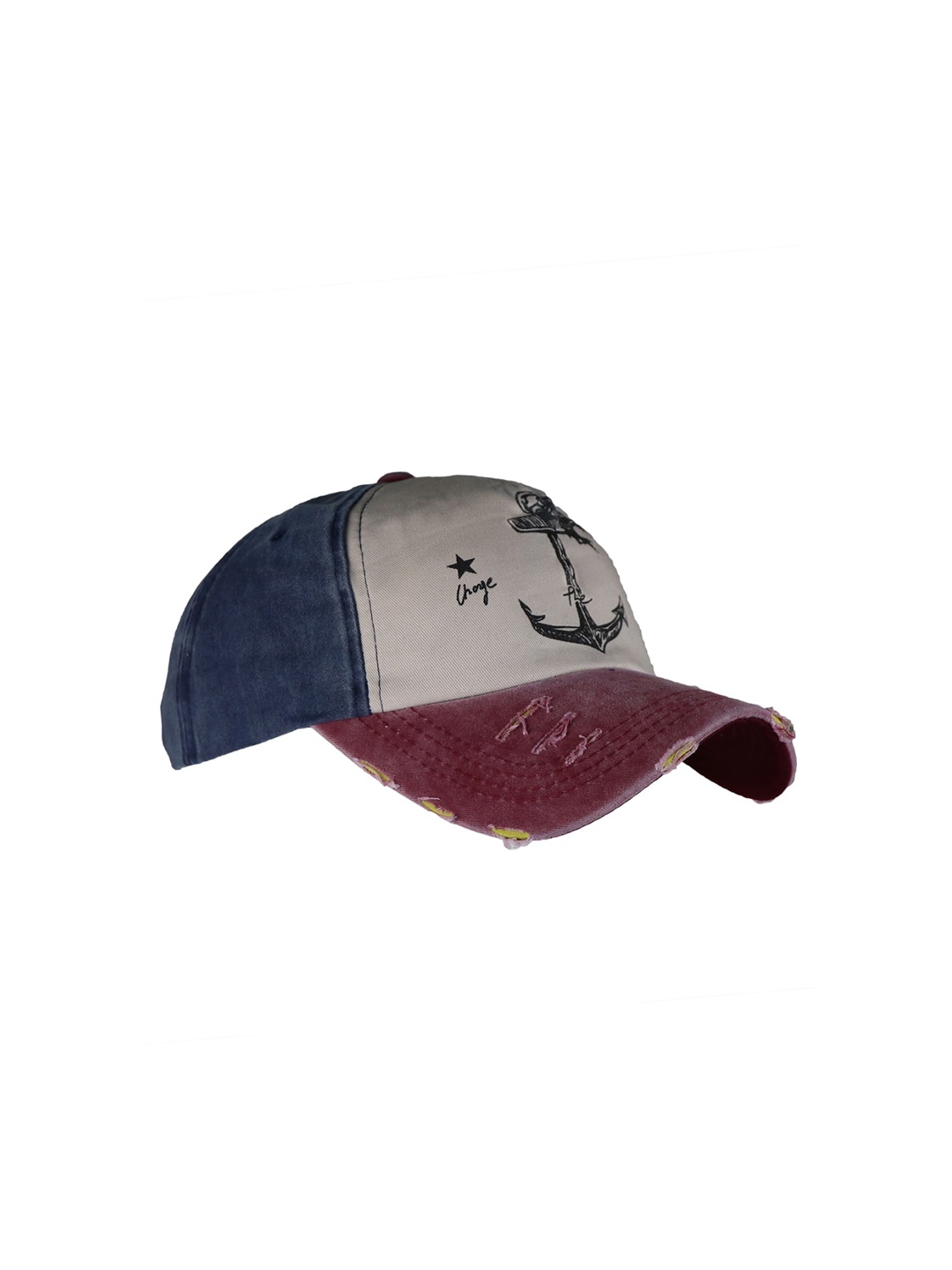 

iSWEVEN Unisex Beige & Black Printed Adjustable Snapback Cap