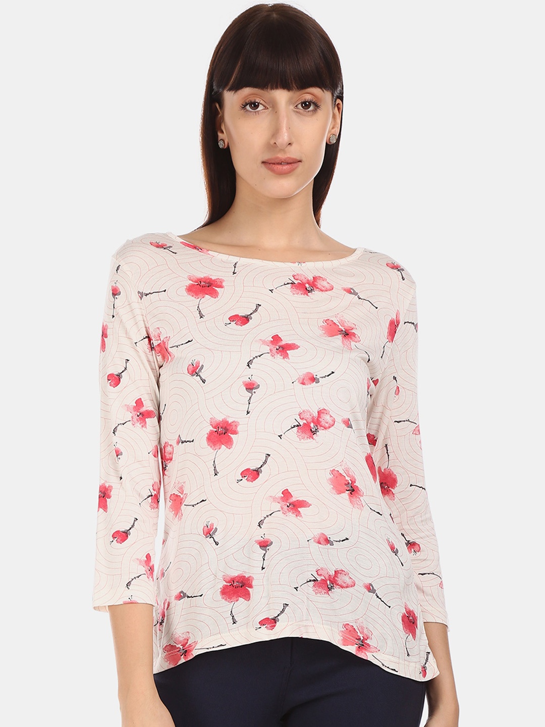 

Cherokee Women Off-White Printed Top
