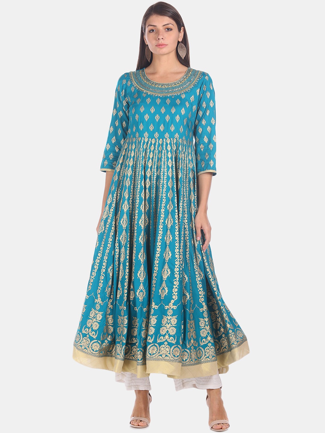 

Anahi Women Teal Printed Anarkali Kurta